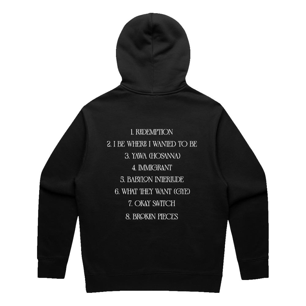 REDEMPTION VALLEY BLACK HOODED PULLOVER