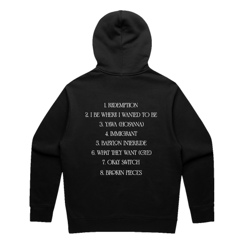 REDEMPTION VALLEY BLACK HOODED PULLOVER